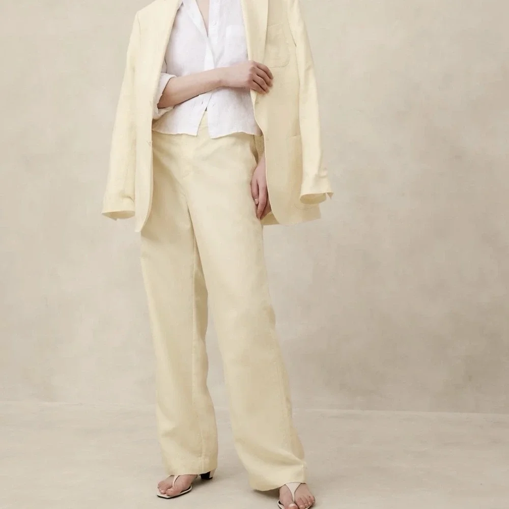 NWT Banana Republic Arcata Tencel Linen Easy Pants Yellow Women's Small